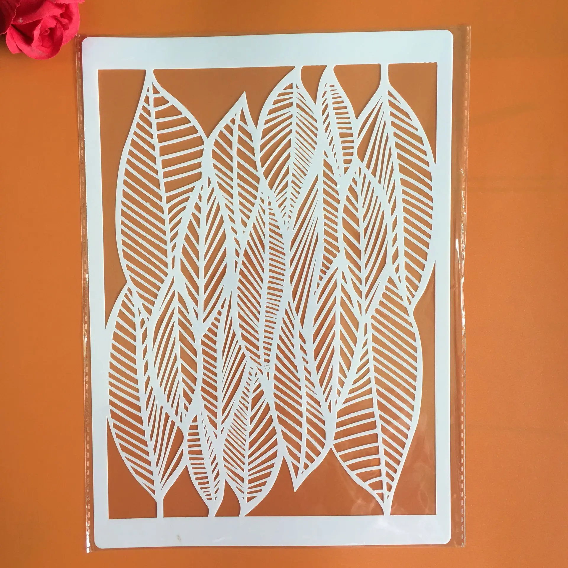 A4 29 *21cm Hollow leaves DIY Stencils Wall Painting Scrapbook Coloring Embossing Album Decorative Paper Card Template, arts