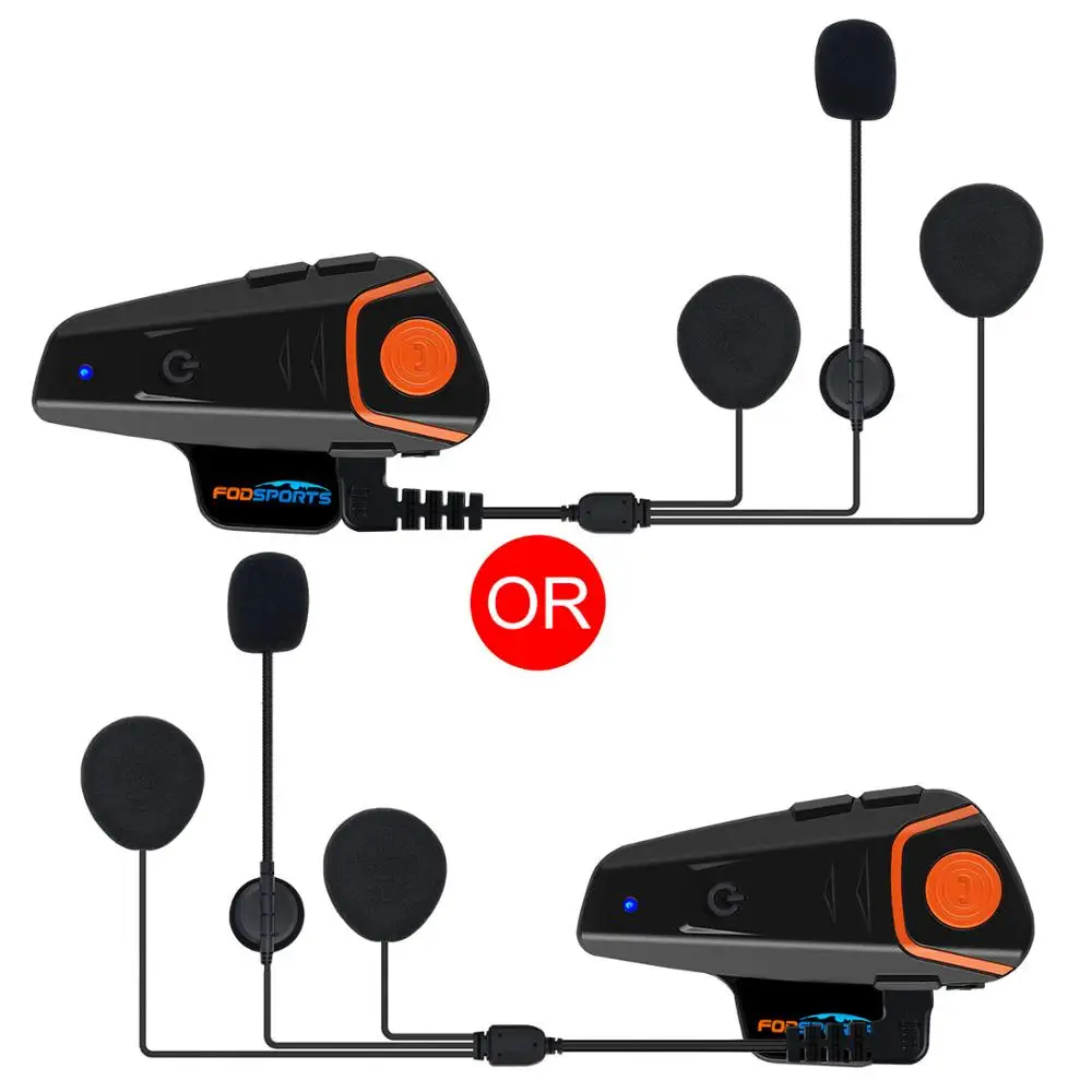 

Fodsports BT-S2 Pro 2 units hard mic 7 Languages Manual communication BT system FM radio motor walkie talkie wireless earphone