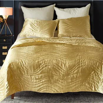 

Gold plating 1 Pc Bed cover+2pcs Pillowcases European style Quilt luxury Bedspread Blanket bedding sets Gold black white grey