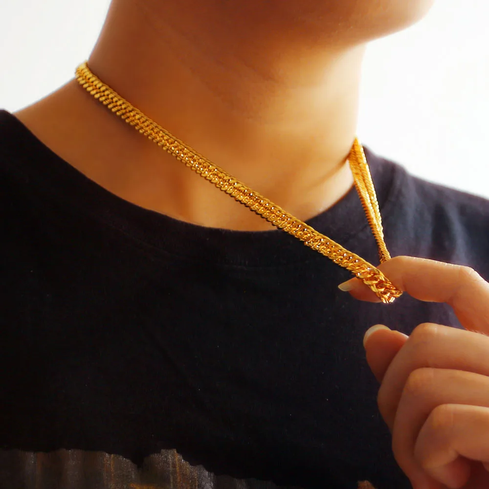 24k Gold Whip Necklace Design 8mm60cm 