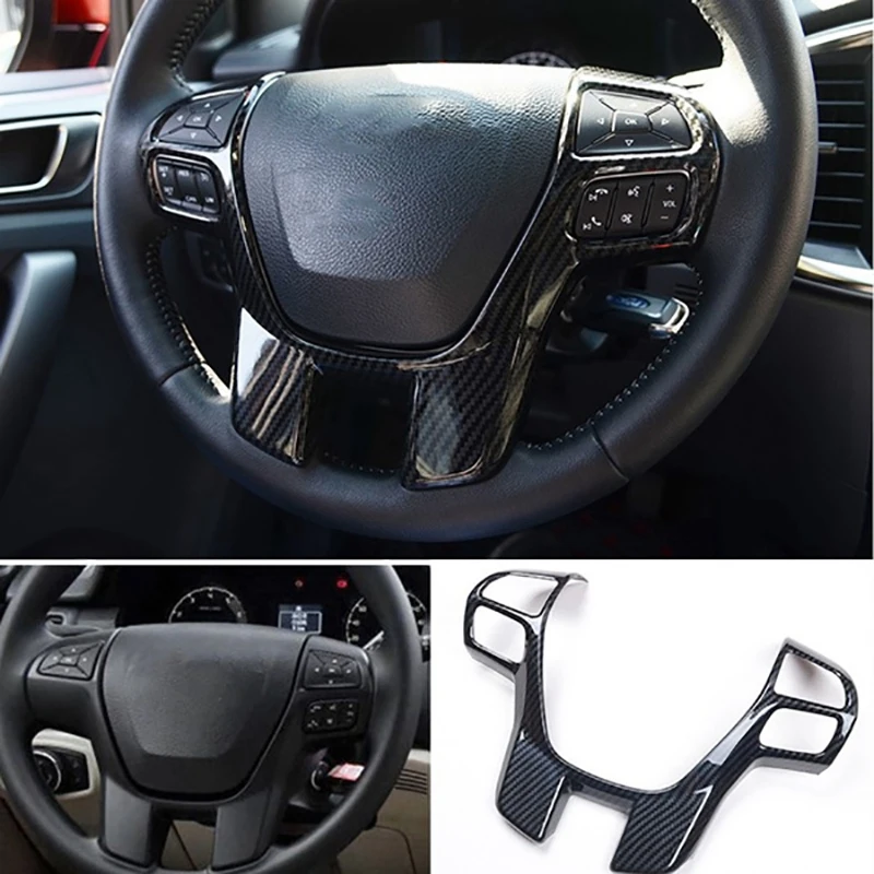 Carbon Fiber Steering Wheel Cover Trim Frame Decorator Sticker for Ford  Ranger Everest Endeavour 2015+ Car Accessories - AliExpress