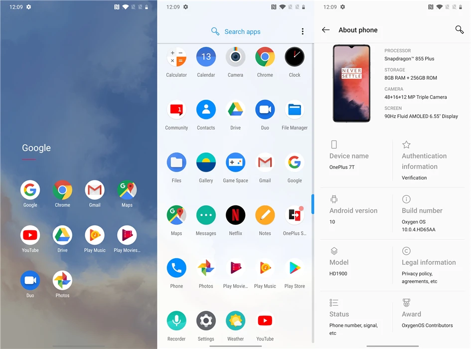 Мобильный телефон Oneplus 7T 7t с глобальной ПЗУ, Восьмиядерный процессор Snapdragon 855 Plus, 90 Гц, AMOLED экран, 48мп, тройная камера UFS 3,0, NFC
