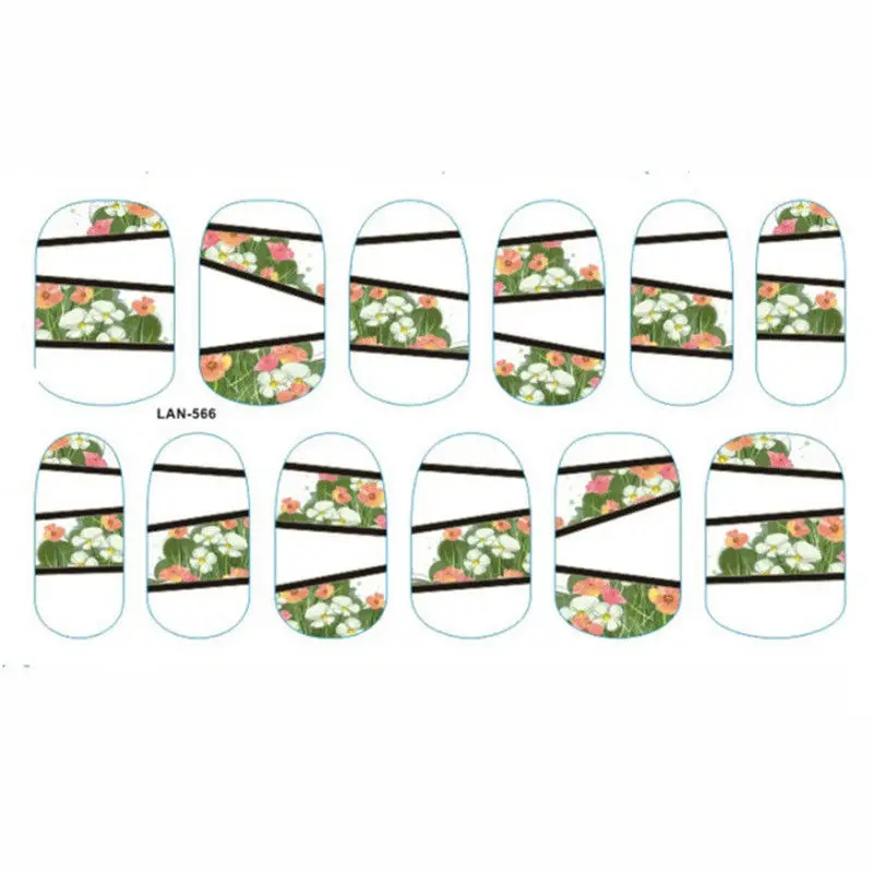 Красочные цветочные мраморные наклейки для ногтей маникюрный декор