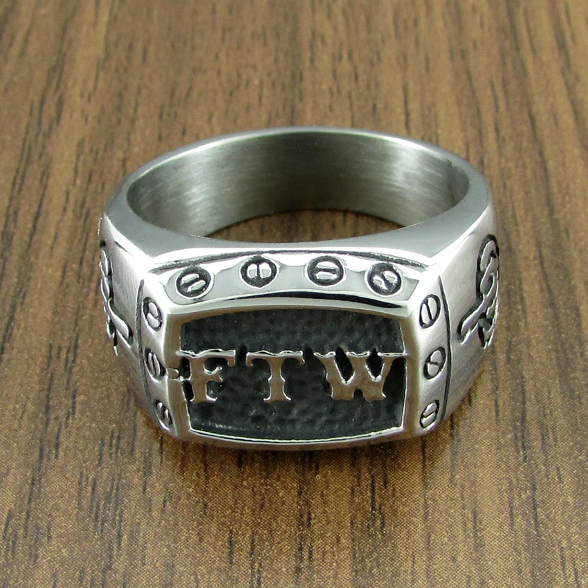 Punk Size 7-15# FTW Mechanical Screw Women's Biker Exquisite 316L Stainless Steel Motorcycle Middle Finger Ring 3