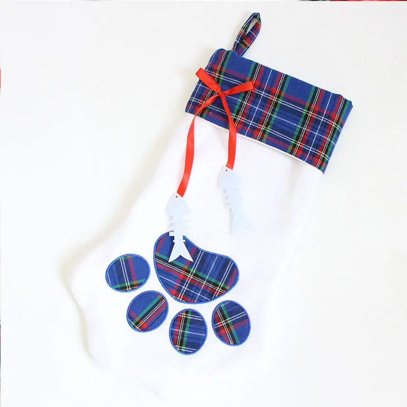 1 шт. Подарочный Рождественский чулок сумка для домашних животных собака кошка лапа носки для чулок Рождественская елка подвесная игрушка кукла подарки - Цвет: Blue