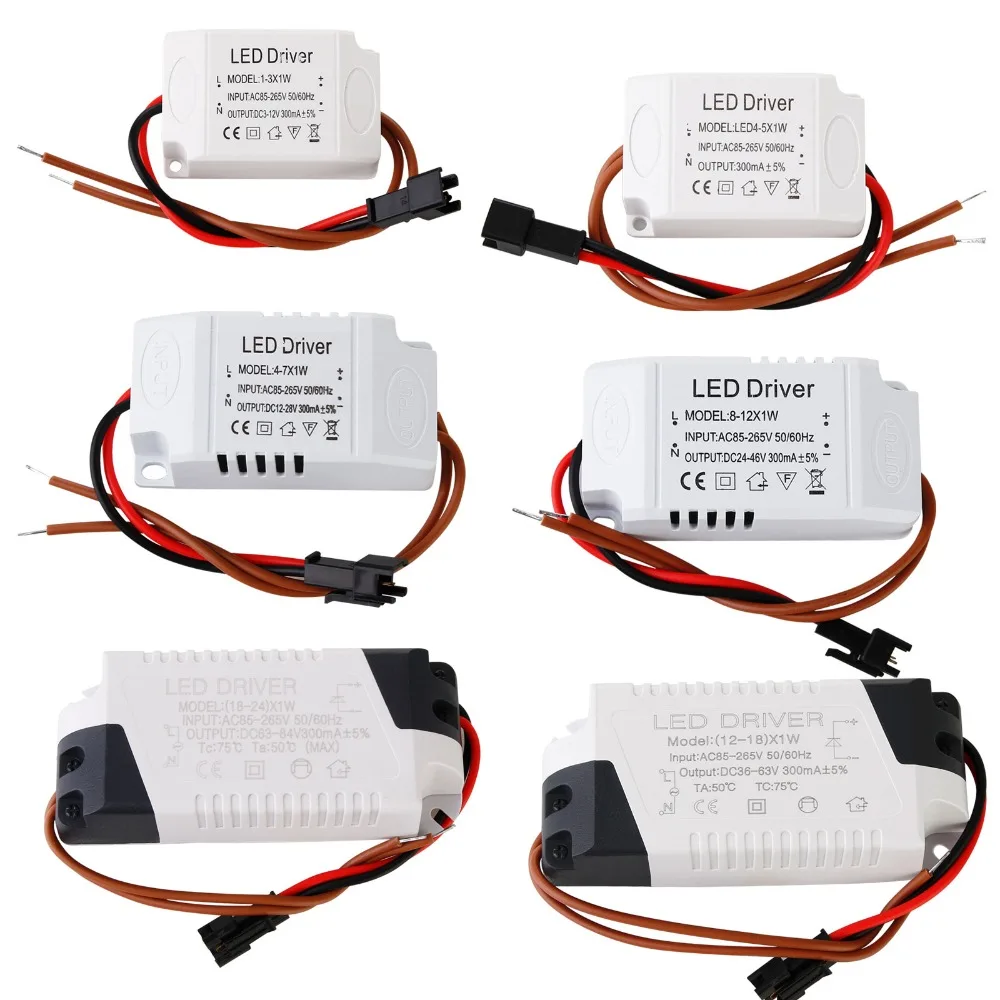 

85-265V LED Constant Current Driver 300mA 1-3W 4-5W 4-7W 8-12W 18-24W Power Supply Output External Drive For Panel Light Driver