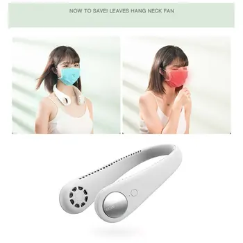 

L2 New Usb Hanging Neck Lazy Fan Leafless Mute Portable Piano Keys 360 Degree Circular Soft Wind Long Battery Life