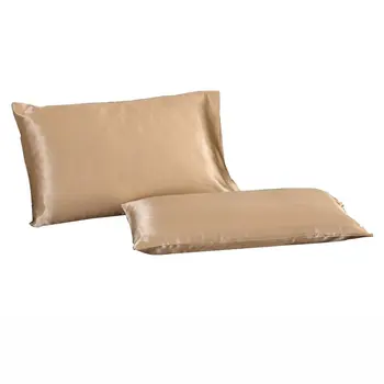 

2Pcs Pillowcases Simulated Silk Solid Color Smooth Pillow Cover Head Rest Cushion Cover Summer Bed Supplies For Dorm Room