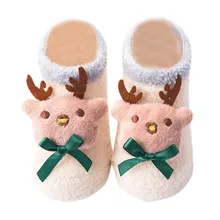 1PC Christmas Cartoon Cotton Baby Socks New Born Anti Slip Warm Socks Slipper Shoe Boots Children Boy Girls Winter Baby Socks