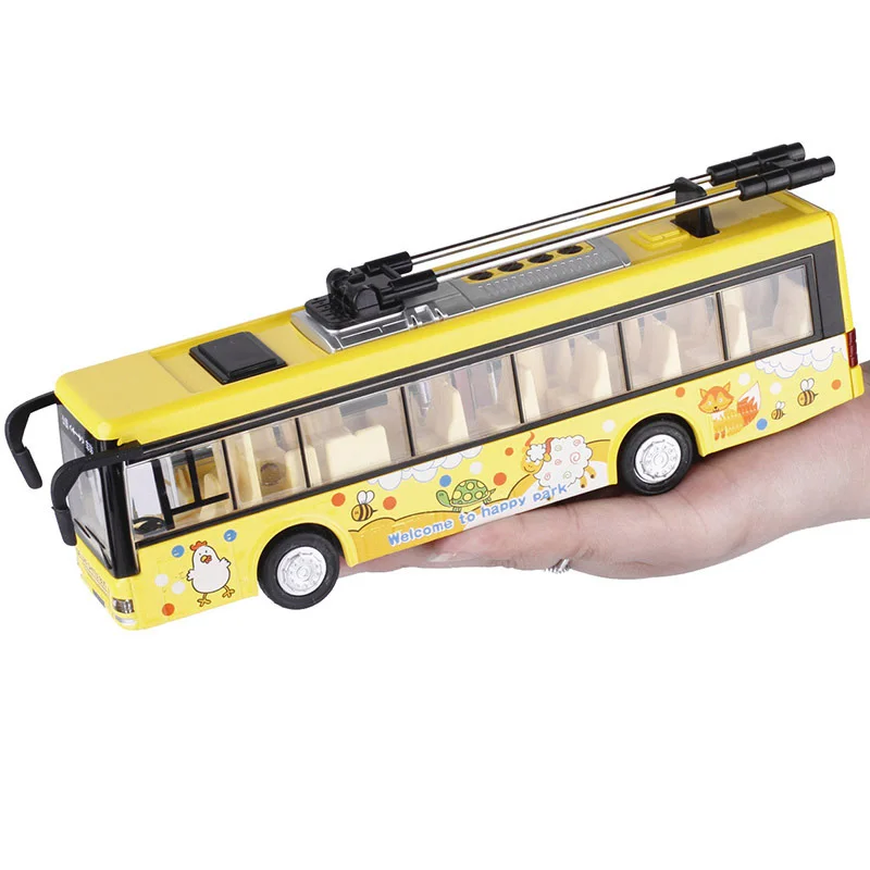 Детские игрушки, сплав, экскурсионный автобус, модель 1/32, троллейбус, литой под давлением, трамвайный автобус, транспорт, игрушечный автомобиль, светильник и звуковые коллекции