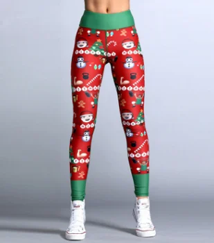

2019 Christmas print Leggings put elastic hip high waist Breathable Legging happy Christmas pants dropship fashion comfortable