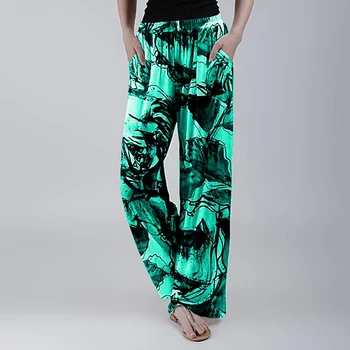 

2020 Women Silk Sleepwear Ankle Length Pants Casual Loose Floral Print Sleepwear Ladies Nightwear Workout Loose
