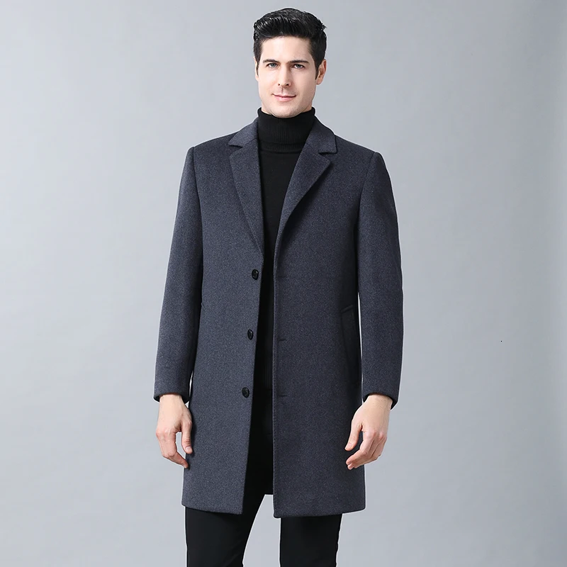 8XL 6XL осенне-зимняя теплая куртка, шерстяное длинное пальто, мужское повседневное теплое Черное деловое пальто, мужские стильные шерстяные куртки, Мужская парка