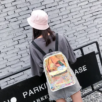

Fashion Lady Laser Transparent Bag Female Japanese Harajuku Campus All Match Backpack Simple Street Trend Personality Backpack