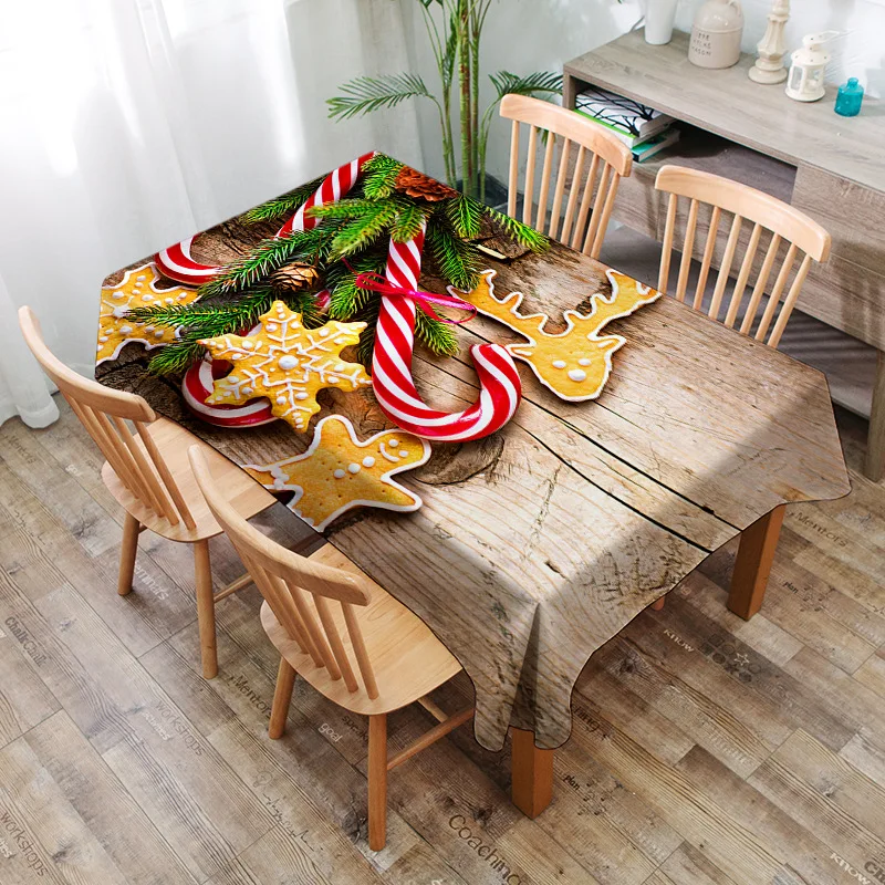 Christmas Biscuits 3D Printed Pattern Rectangular Tablecloths Picnic Dustproof Table Cover Tea Machine Cloth Bedside Cabinet Mat - Color: No.1