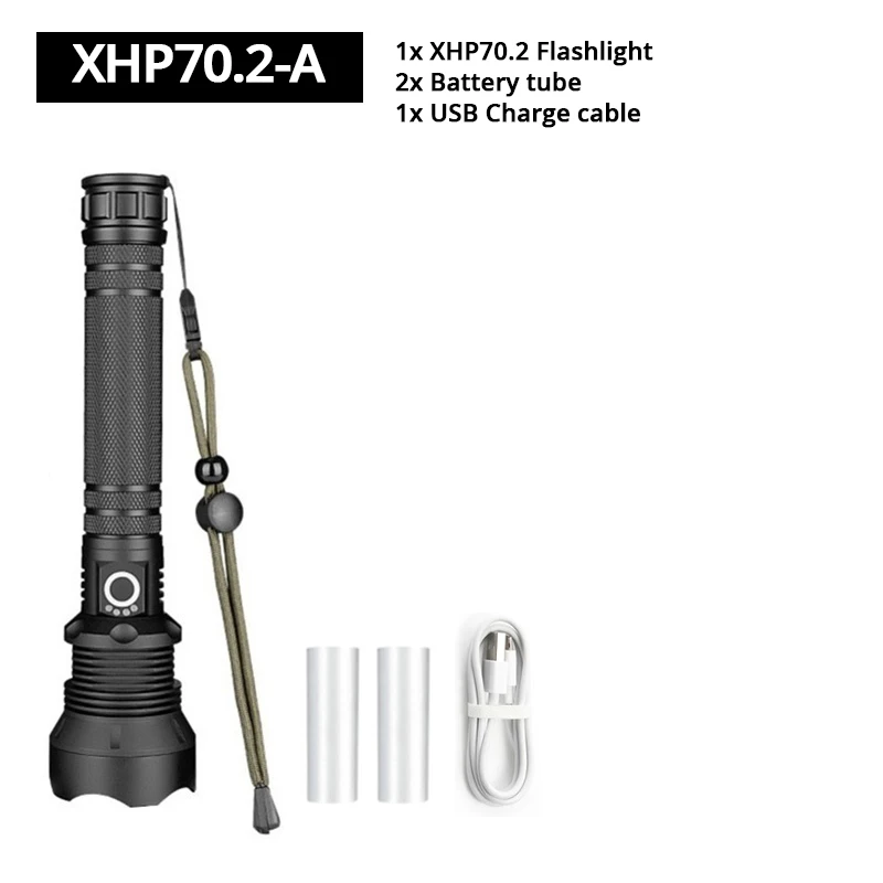 XHP70.2-A Супер яркий XHP50/70,2 светодиодный фонарик тактический фонарь USB Перезаряжаемый использовать 18650 или 26650 аккумулятор Водонепроницаемый зум охота лампа - Испускаемый цвет: XHP70.2-A