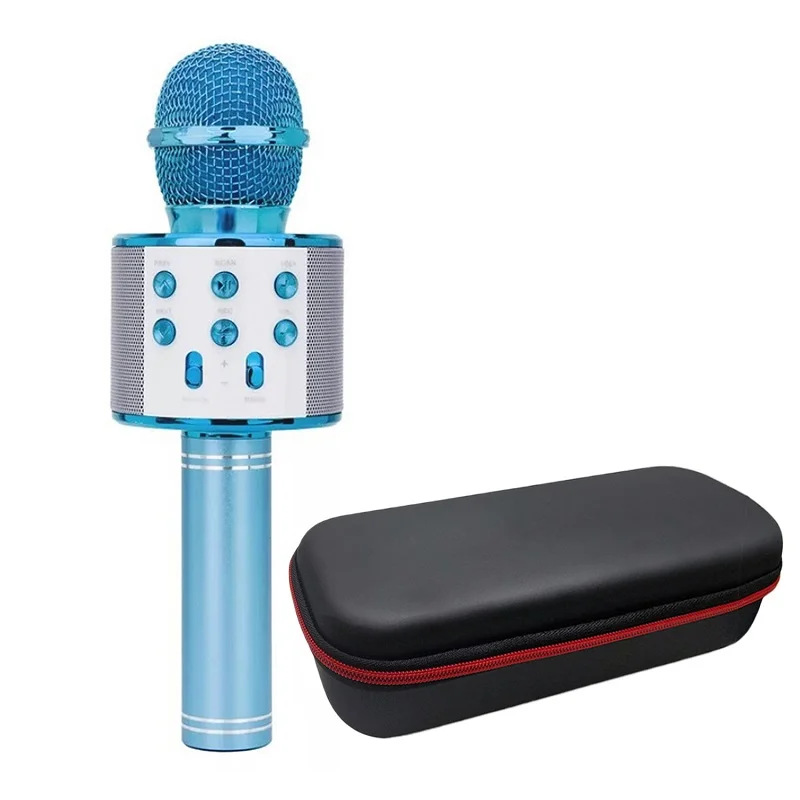 Беспроводной Bluetooth караоке микрофон 3в1 ручной караоке микрофон динамик эхо микрофон для домашней сцены Рождество День рождения домашние Вечерние - Цвет: Blue with Bag