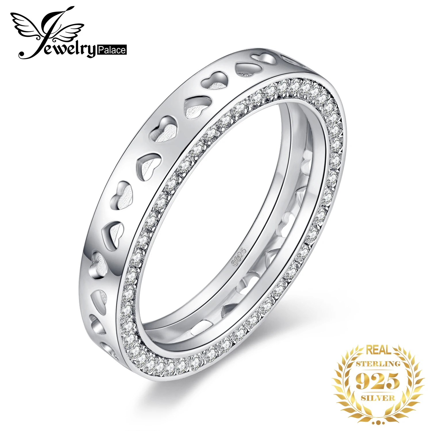 JewelryPalace I Love You To The Moon и сзади набор канала круглый кубический цирконий вырез в