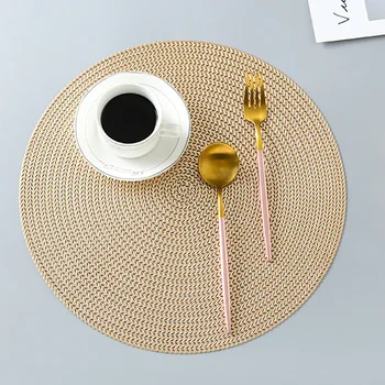 

5 pcs/lot Restaurant round eco-friendly pvc placemat Nordic anti-scalding heat insulation table mat steak plate mat coaster