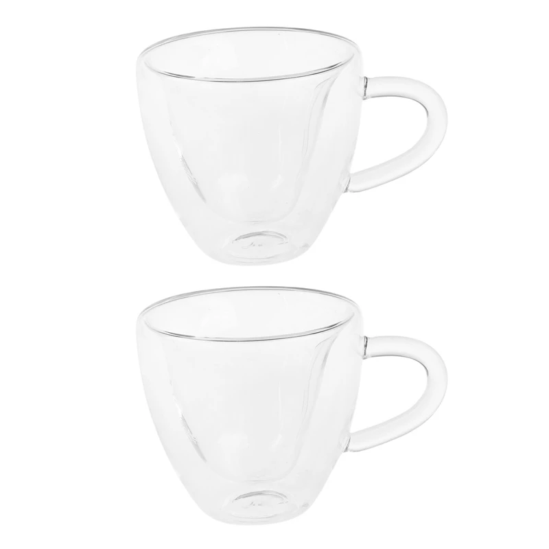 

Promotion! 2 Pcs Creative Fashion Heart-Shaped Transparent Glass Cup Size:L & S