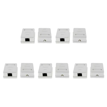 

10 Pieces Cat5e Single Port Surface Mount Outlet Box RJ45 Face Plate with Backbox Combo