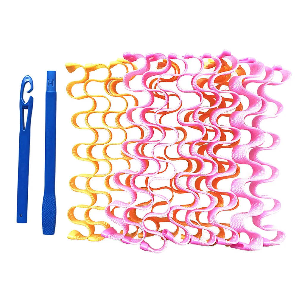 45cm Long Hair Curlers Curl Leverage Rollers Styling Kit w/ 2 Hooks No Heat
