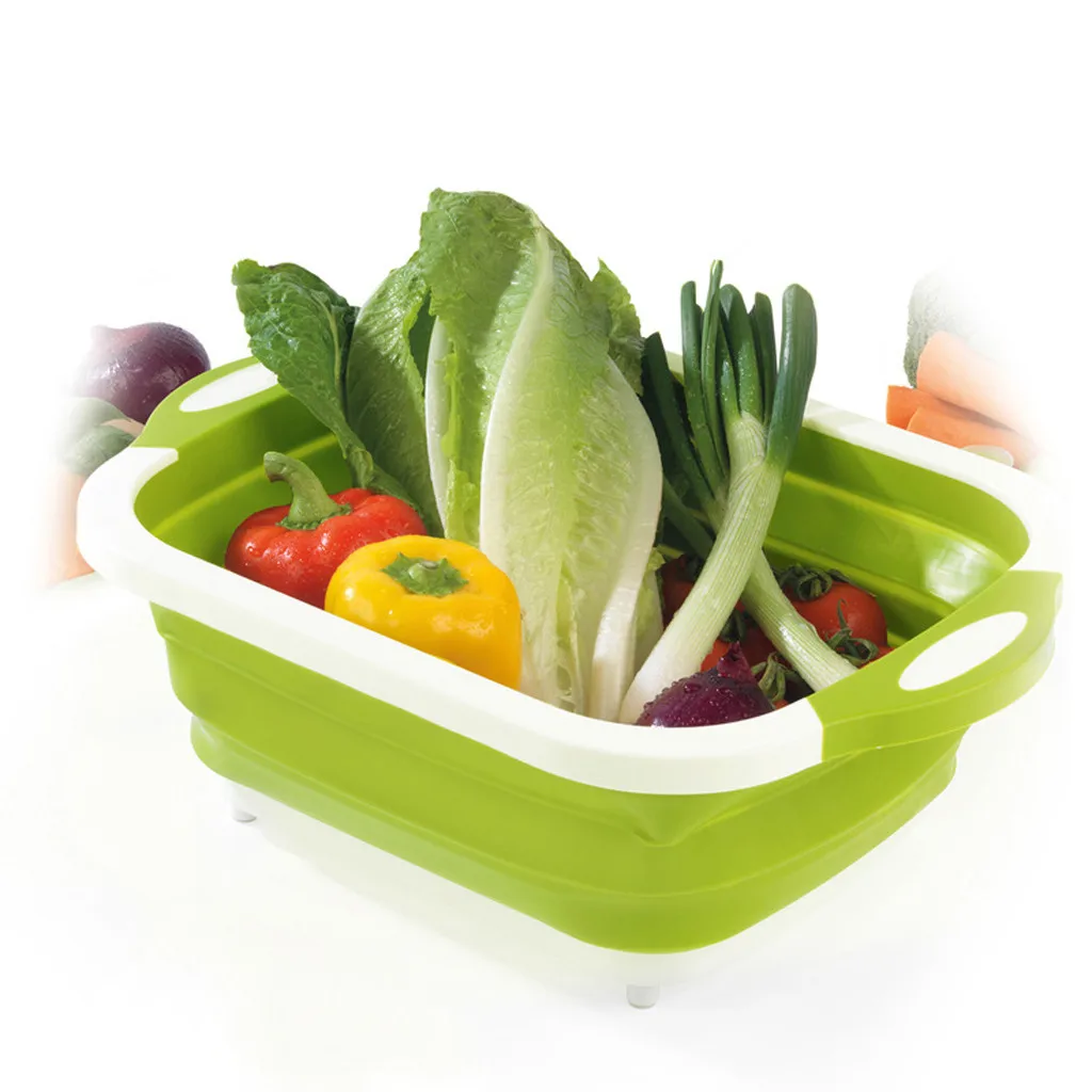 

Foldable Fruit Vegetable Washing Basket Strainer Portabl Silicone Colander Collapsible Drainer With Handle Home Kitchen Tools
