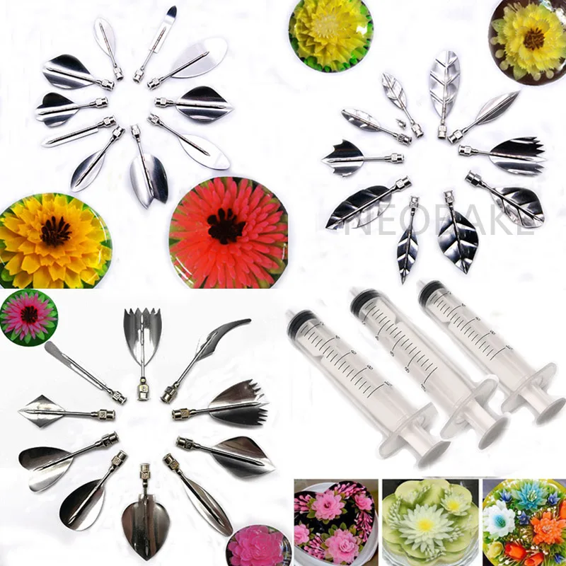 Online 33 PCS Blumen Blätter 3D Gelee Blume Kunst Werkzeuge Jelly Kuchen Gelatine Pudding Düse Spritze Düse Set Kuchen Dekorieren Werkzeuge