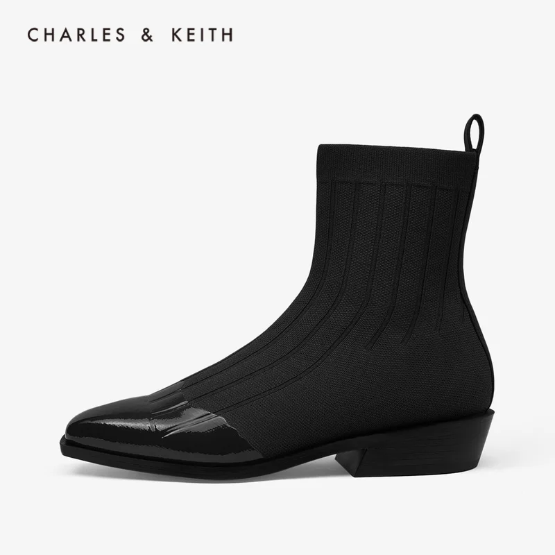 CHARLES＆KEITH Новинка 2020CK1 91680055Женские Ботинки на низком каблуке Сращивания материала