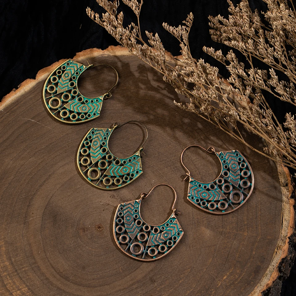 Vintage Ethnic Long Metal Leaf Big Drop Earrings for Women 2019 Bohemian Geometric Tassel Fringe Stones Women's Earring Jewelry (12)