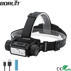 BORUiT B39 LED Headlamp Super Bright 5000LM Waterproof Headlight TYPE-C Rechargeable 21700 Head Torch Fishing Camping Lantern