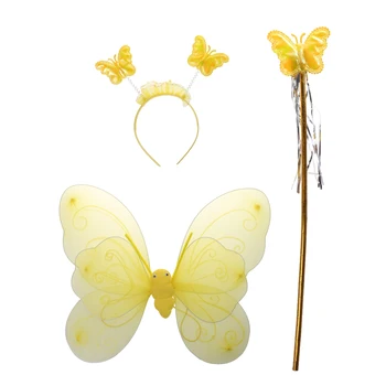 

1 Set Girls Fairy Costume Butterfly Party Wings Wand Princess Headband Beauty