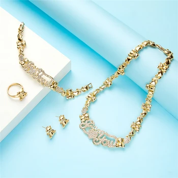 

2020 AUG USA hot XOXO jewelry wedding jewelry set for women fashion jewelry set 14k Gold plated high quality bride jewelry set