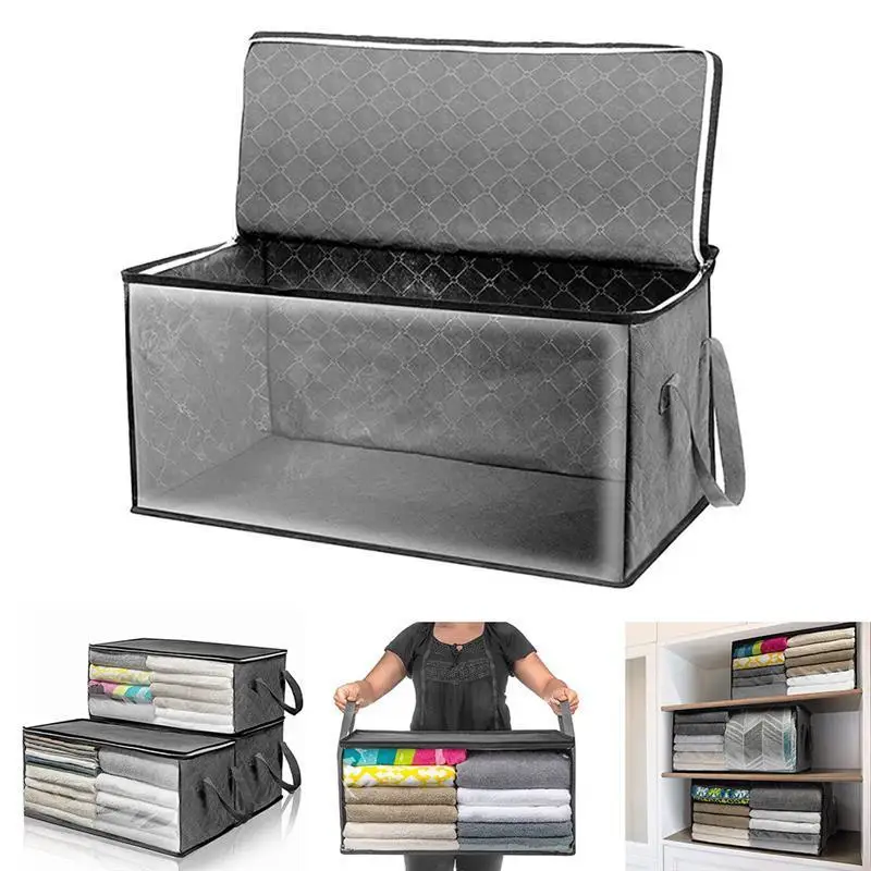 Foldable Comforter Storage Bag Household Clothing Storage Box Dustproof Non-woven Quilt Bra Socks Wardrobe Organizer