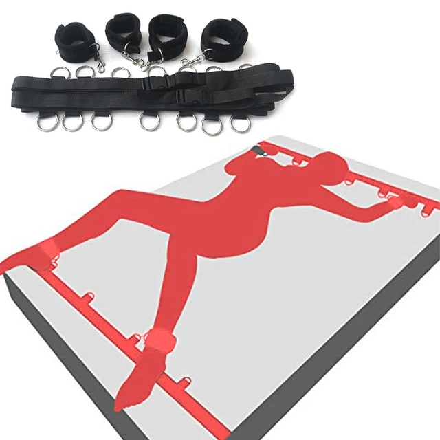 Sex Möbel Handschellen Fußfesseln BDSM Bondage Set Zurückhaltung Getriebe Offenes Bein Fetisch Erwachsene Sex Spielzeug 1