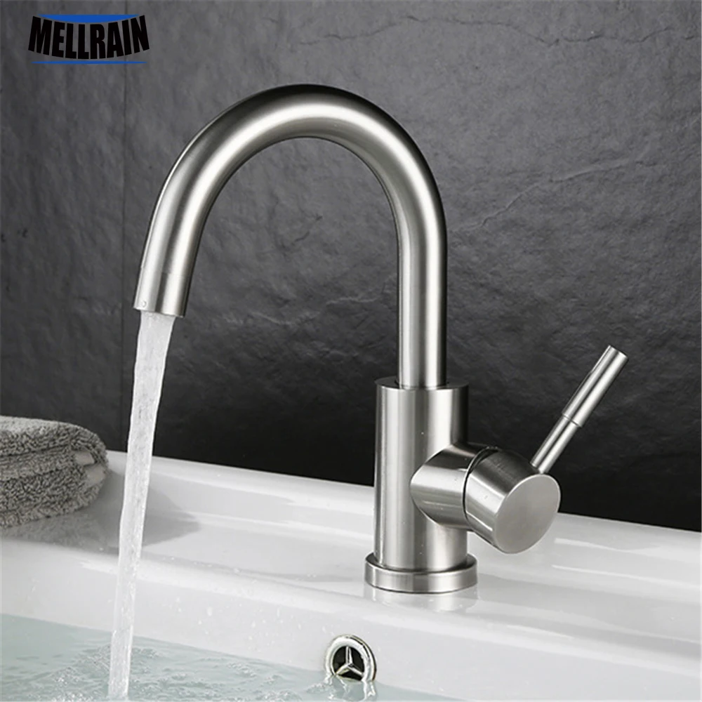 Single handle rotatable bathroom faucet high quality stainless steel basin faucet water mixer