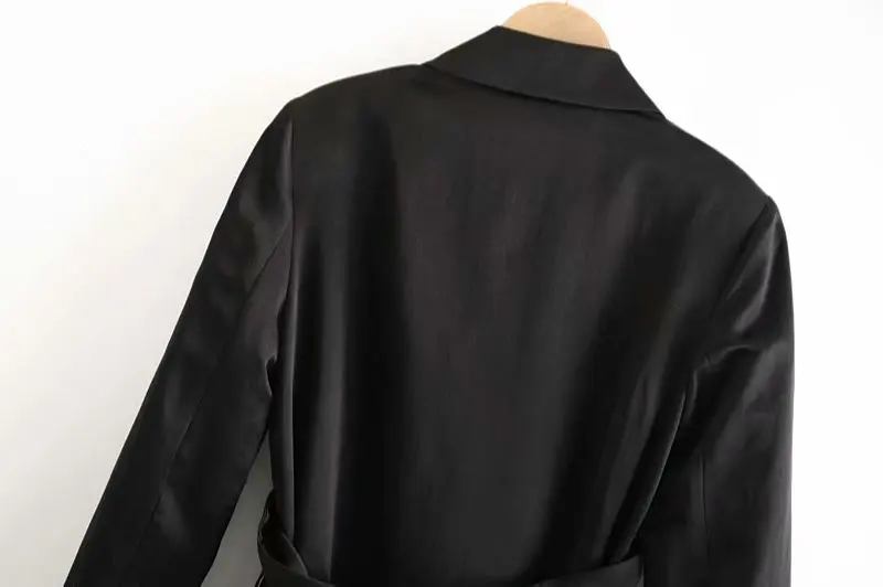 TRAF Женская винтажная стильная офисная одежда с карманами, блейзер с поясом, модное пальто с зубчатым воротником, верхняя одежда с длинным рукавом, шикарные топы