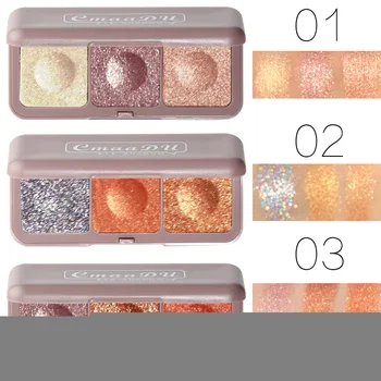 

CmaaDu 3 Color Nude Shining Eyeshadow Palette Makeup Glitter Pigment Smoky Eye Shadow Pallete Waterproof Cosmetics