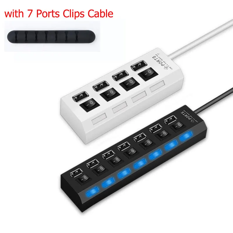4/7 портов USB 2,0 концентратор 1 м кабель с порт зарядки Micro USB, быстрая передача данных USB удлинитель концентратора разъем расширения для ПК