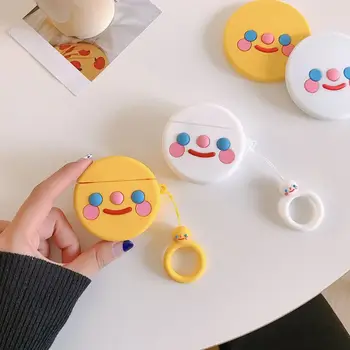 

Cute Smily Face Rouge Pattern Protective Cover Shockproof Soft Silicone Case Skin with Lanyard for Airpods 1/2 Charging Box Acce