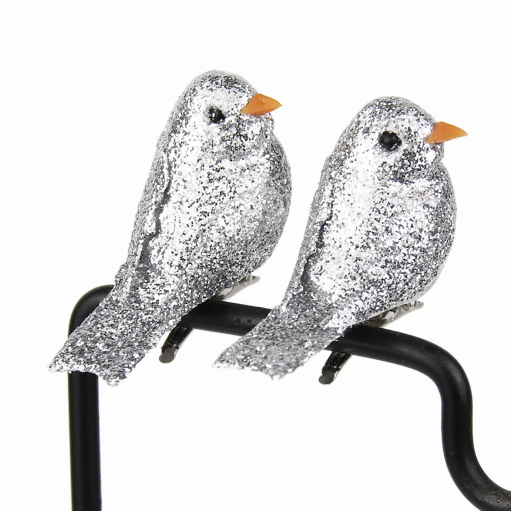 12 шт. набор мини милые украшения в виде птиц блеск для сада рождественской елки украшения искусственного моделирования пены птица легкий