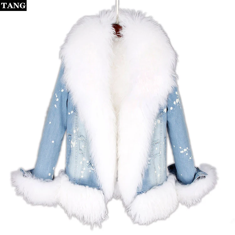 Новинка зимы 2019 женский большой меховой воротник Натуральная шерсть подкладка