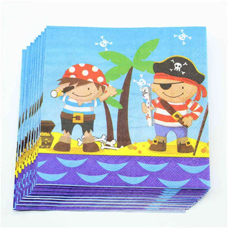 Пиратская мультяшная морская тематика для мальчиков и девочек, принадлежности для дня рождения, одноразовая посуда, украшение для детского душа
