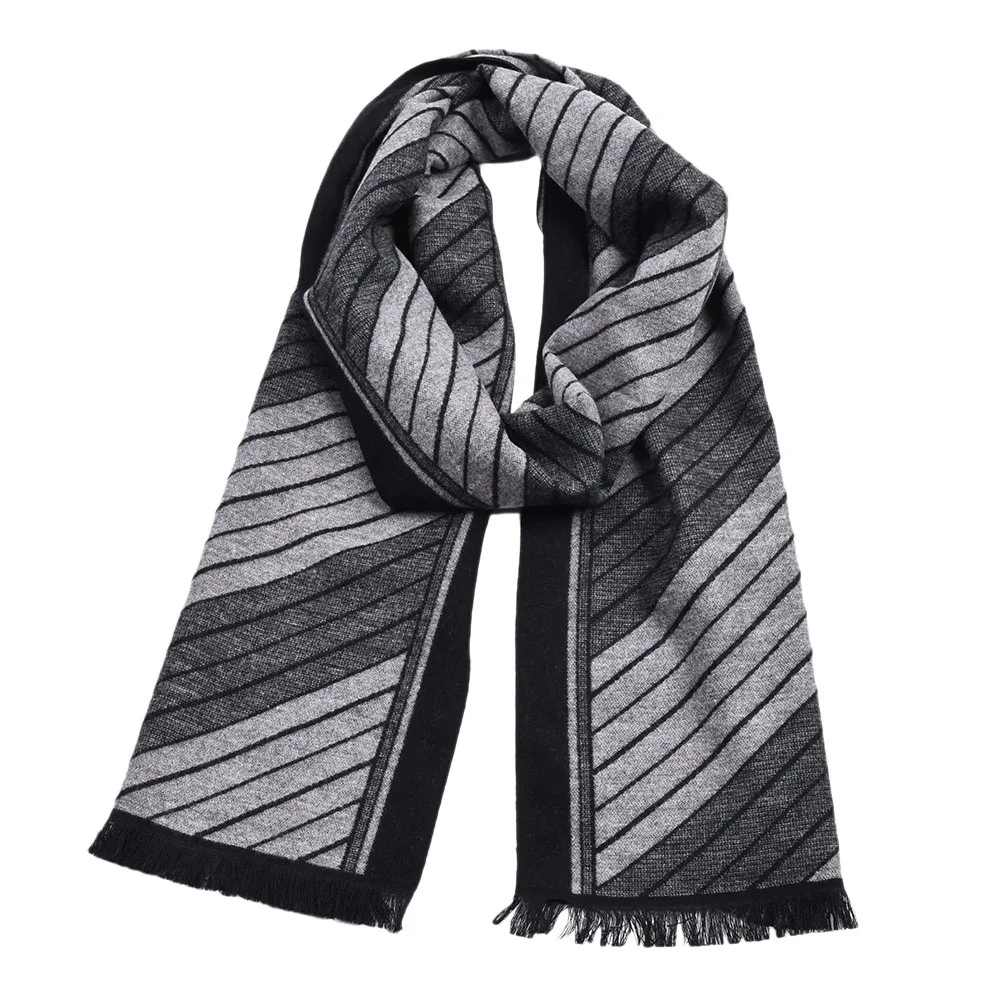 Зимний мужской шарф Классический Полосатый узор вязаный длинный шарф из хлопка теплый вязаный на заказ шаль кашемировый шарф шарфы