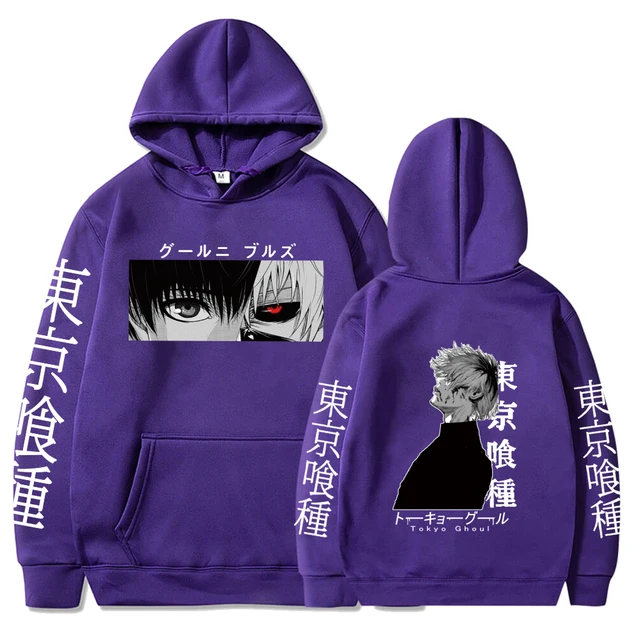 Tokyo Ghoul Anime Hoodie Pullovers Sweatshirts Ken Kaneki Graphic Printed Tops Casual Hip Hop Streetwear Purpe 1