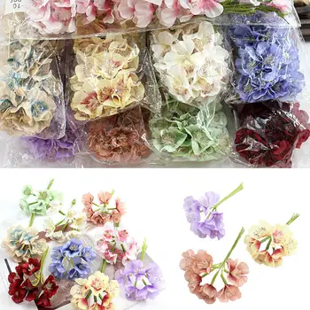 

60pcs artificial plum belt print mini silk flower wedding decoration crown scrapbook DIY fake flower