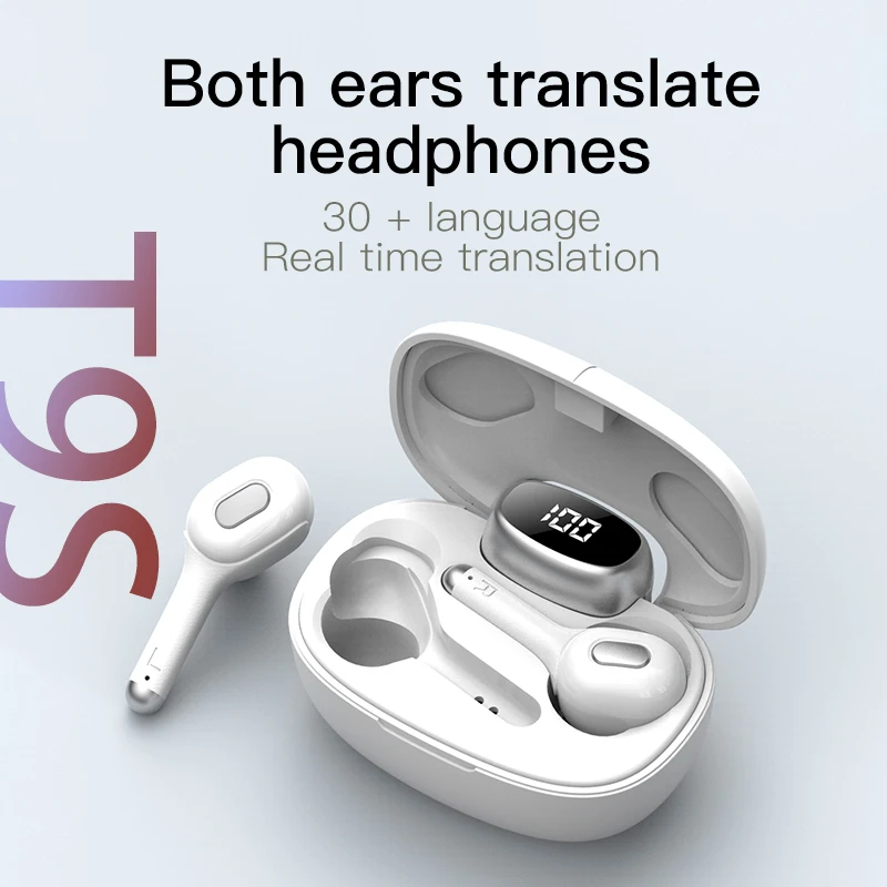 Portable  T9S  Translation  Earphones  TWS  Bluetooth 5.0 Stereo Wireless Earphone instant  voice Sports Headset With Charging