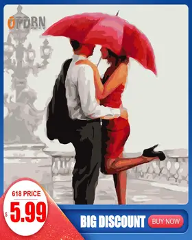 

OPDBN Wall Art Canvas Painting by Number Posters Handpainted Oil Painting Picture for Living Room Home Decor No Frame