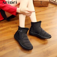 Ariari/Большие размеры 35-43; зимние сапоги на плоской подошве; женские водонепроницаемые сапоги-трубы из толстого плюша и хлопка; женские сапоги с боковой молнией