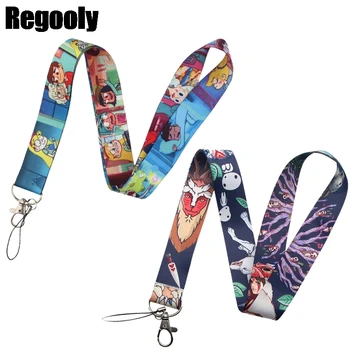 

10pcs Princess Mononoke Neck Strap Lanyards ID badge card holder keychain Mobile Phone Strap Ribbon webbing necklace decorations